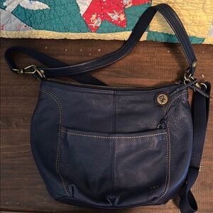 Sak Navy Blue Leather Shoulder Bag